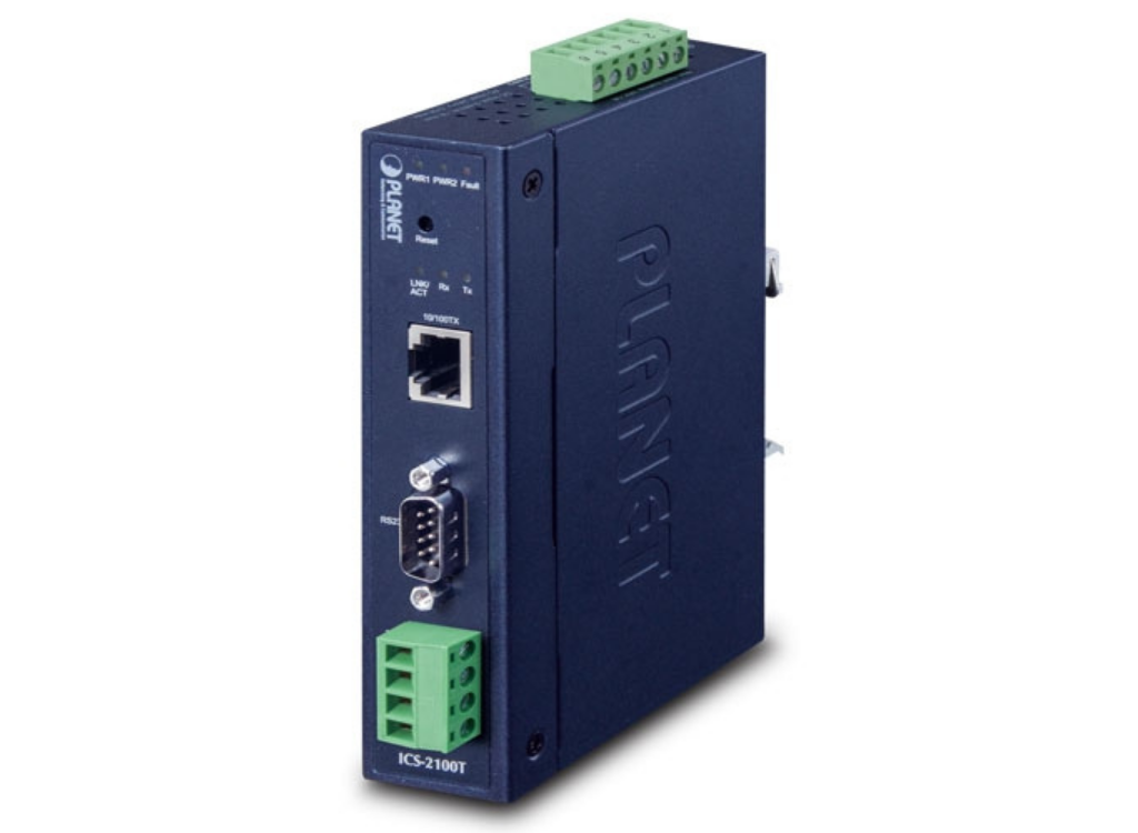 Planet Industrial 1-Port RS232/RS422/RS485 Serial Device Server | ICS-2100T Gateway Planet