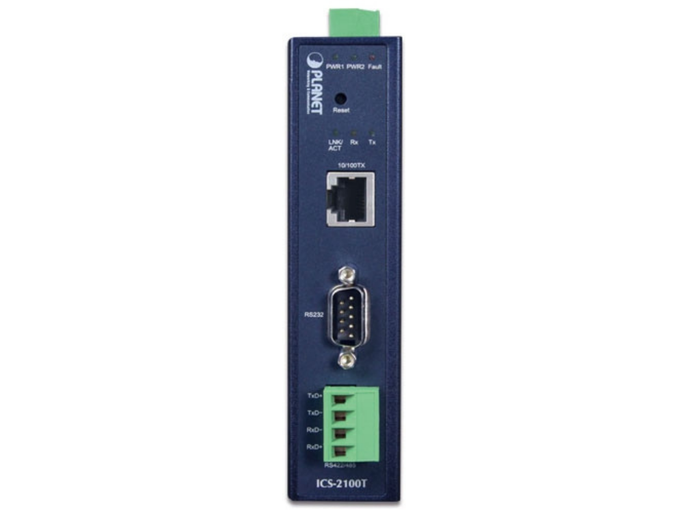 Planet Industrial 1-Port RS232/RS422/RS485 Serial Device Server | ICS-2100T Gateway Planet