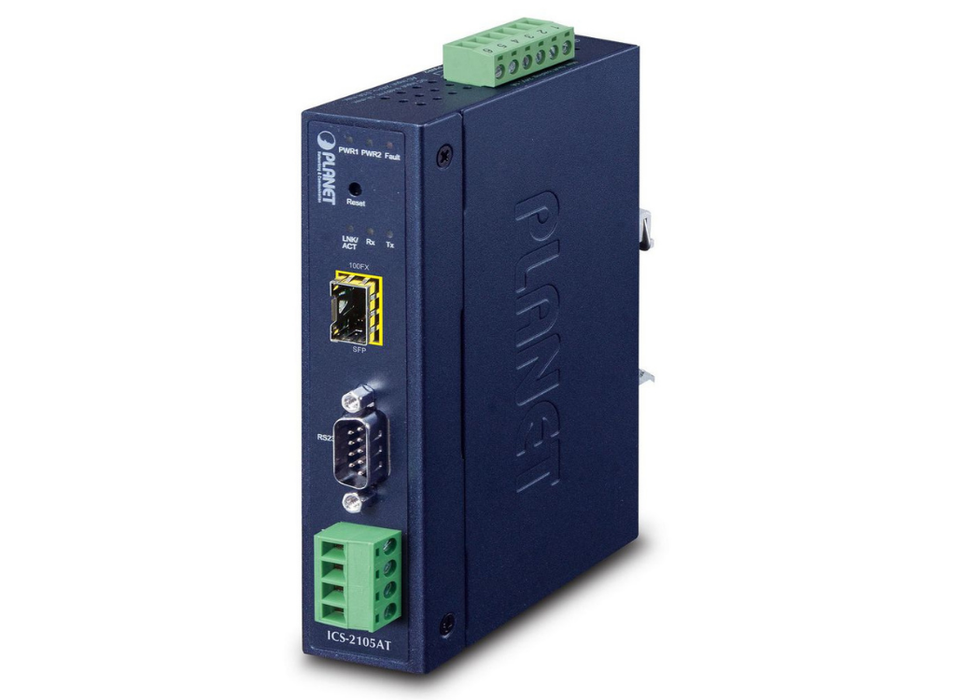 Planet Industrial 1-port RS232/422/485 Serial Device Server with 1-Port 100BASE-FX SFP Planet Serial Servers Planet