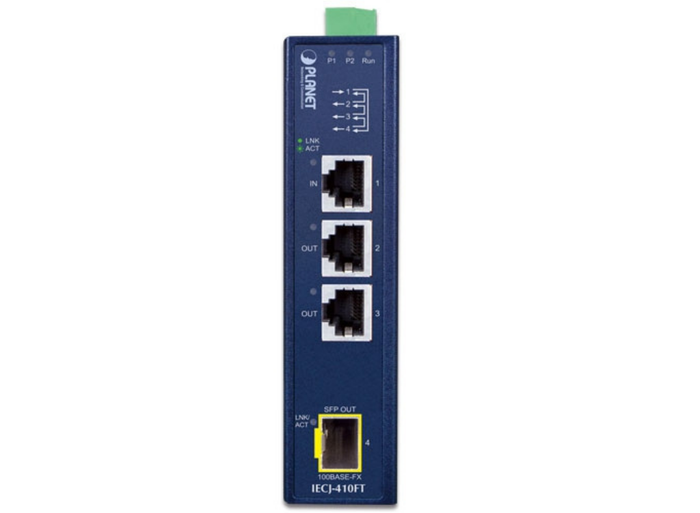 Planet Industrial 3-Port RJ45 + 1-Port SFP EtherCAT Junction Slave | IECJ-410FT Adapter / Converter Planet