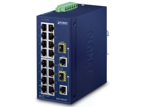Planet Industrial 16-Port 10/100TX + 2-Port Gigabit TP/SFP Combo Ethernet Switch | IFGS-1822TF Planet Network Switches Planet