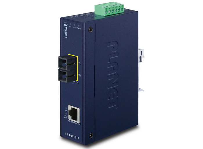 Planet 10/100Base-TX to 100Base-FX Industrial Media Converter - 15km | IFT-802TS15 Video Signal Converter Planet