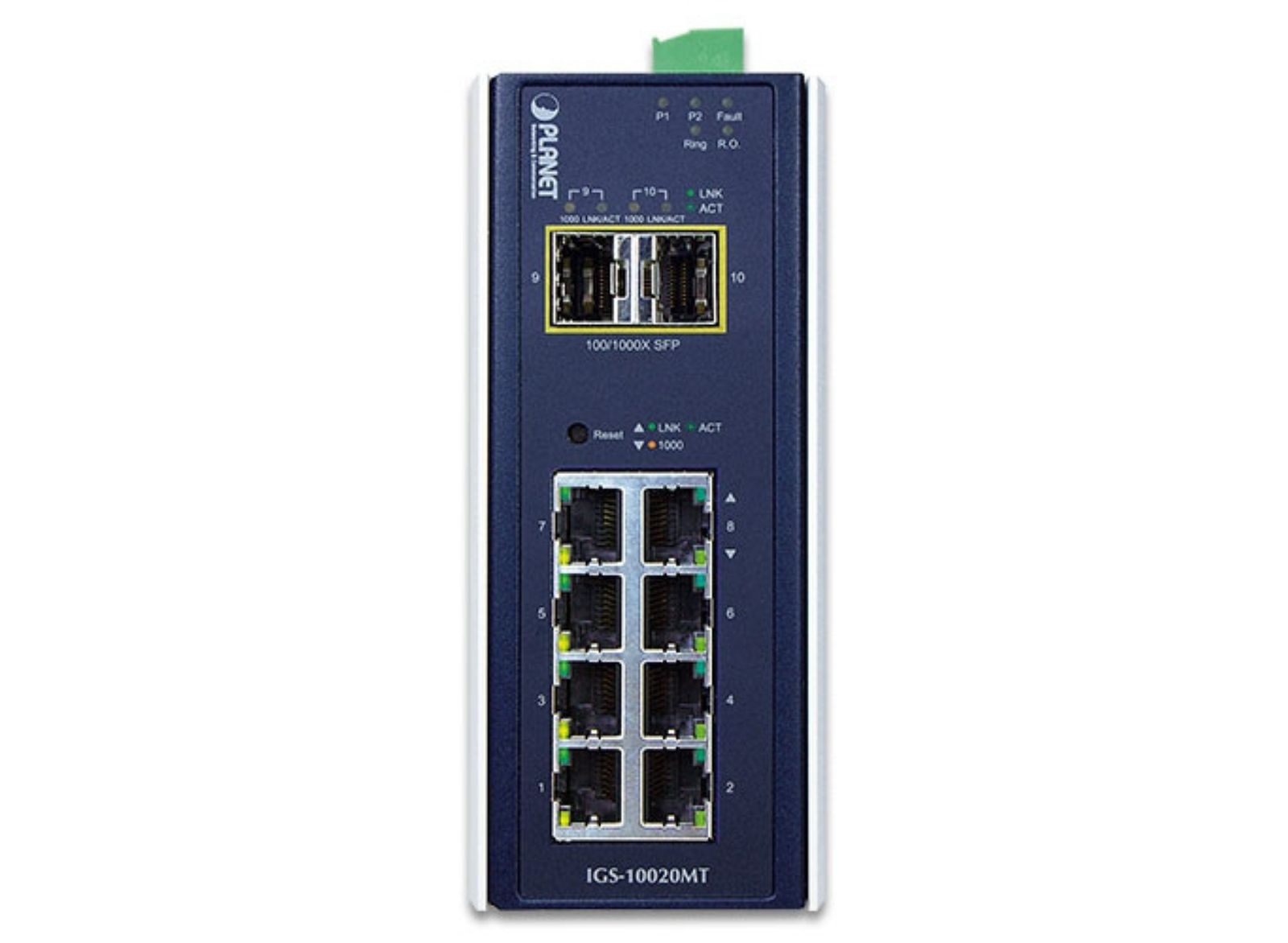 Planet Industrial 8-port 10/100/1000T + 2-port 1G/2.5G SFP Managed Gigabit Switch | IGS-10020MT Network Switch Planet