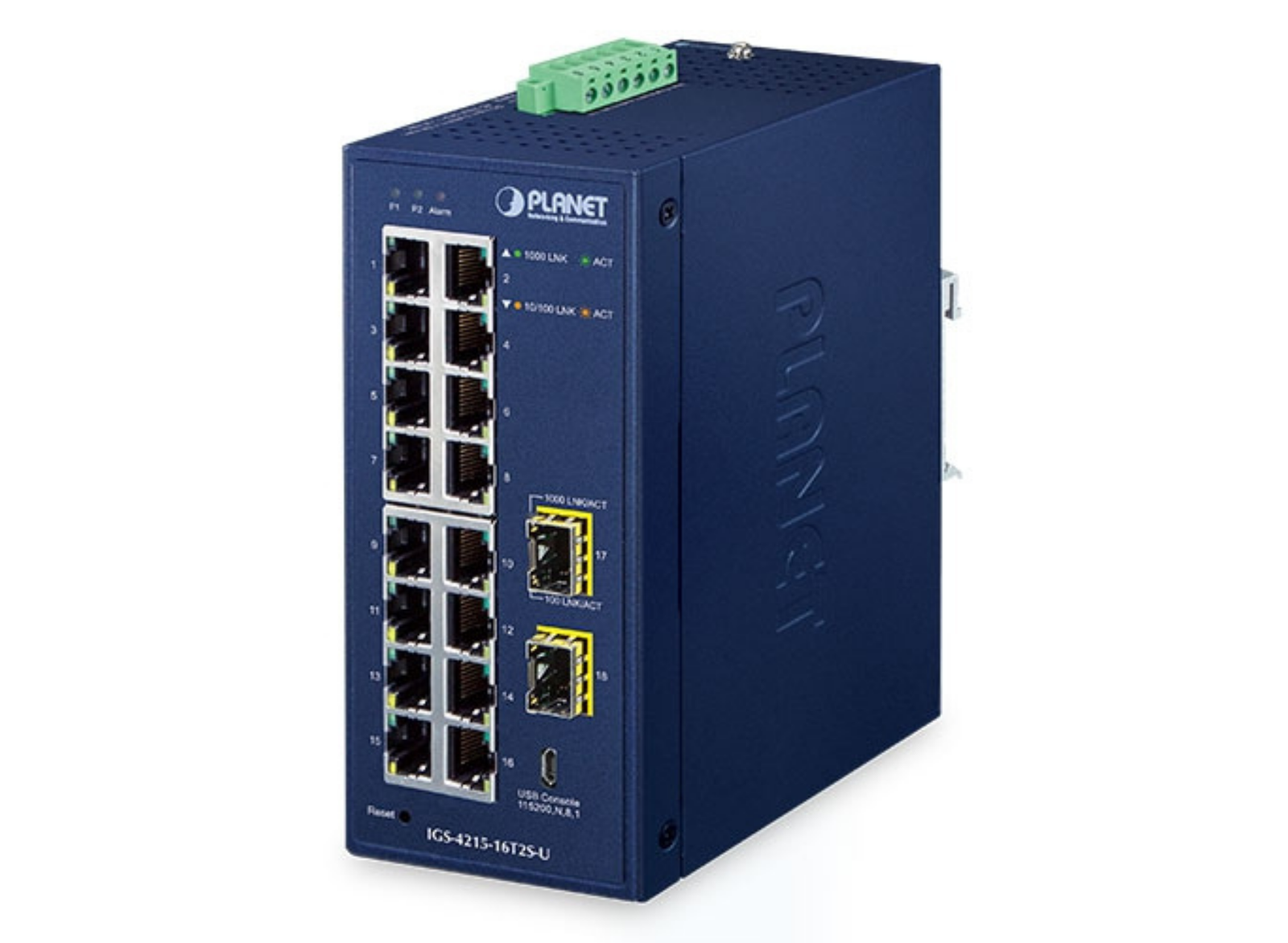 Planet Industrial L2/L4 16-Port 10/100/1000T + 2-Port 100/1000X SFP Managed Switch | IGS-4215-16T2S Network Switch Planet