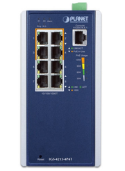 Planet Industrial 4-Port 10/100/1000T 802.3at PoE + 4-Port 10/100/1000T Managed Switch | IGS-4215-4P4T Network Switch Planet