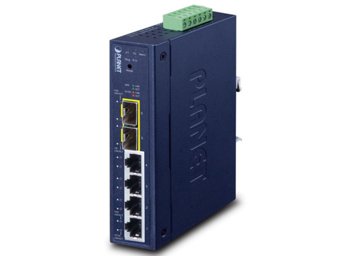 Planet Industrial L2/L4 4-Port 10/100/1000T + 2-Port 100/1000X SFP Managed Switch | IGS-4215-4T2S Network Switch Planet