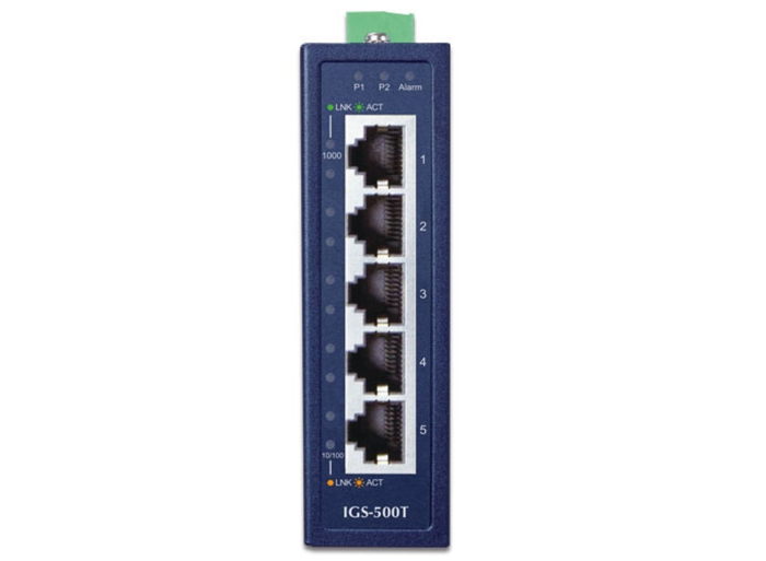 Planet Compact Industrial 5-Port 10/100/1000T Gigabit Ethernet Switch | IGS-500T Network Switch Planet