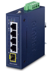 Planet Industrial Compact 4-Port 10/100/1000T + 1-Port 100/1000X SFP Gigabit Ethernet Switch | IGS-510TF Network Switch Planet