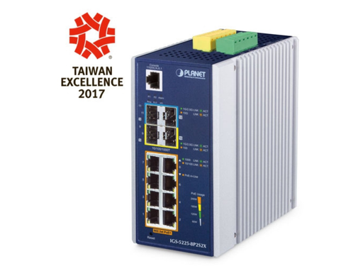 Planet 8-Port Gigabit PoE+ Industrial L3 Switch with 2×SFP & 2×10G SFP+ Uplinks | IGS-5225-8P2S2X Network Switches Planet