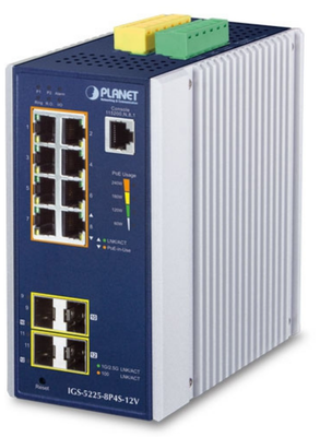 Planet IGS-5225-8P4S Industrial Managed Switch 8xPoE+ 2xSFP 2x2.5G SFP Network Switch Planet