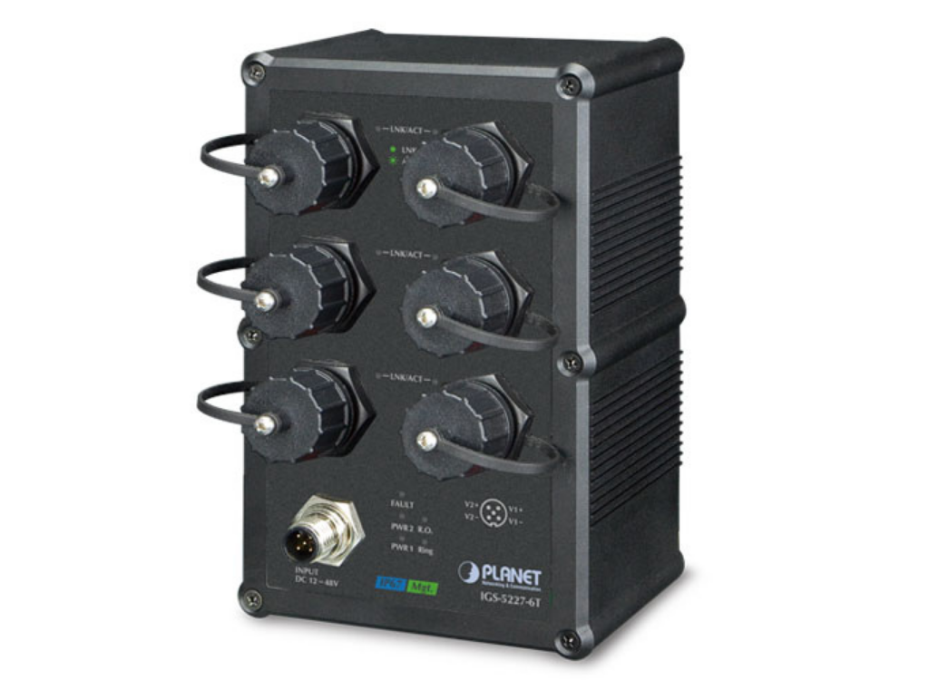 Planet Industrial IP67-rated 6-Port 10/100/1000T Managed Ethernet Switch | IGS-5227-6T Network Switch Planet
