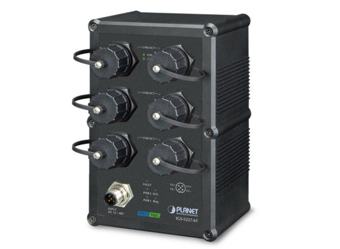 Planet Industrial IP67-rated 6-Port 10/100/1000T Managed Ethernet Switch | IGS-5227-6T Network Switch Planet