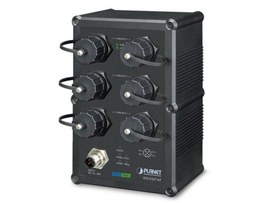Planet Industrial IP67-rated 6-Port 10/100/1000T Managed Ethernet Switch | IGS-5227-6T Planet Network Switches Planet