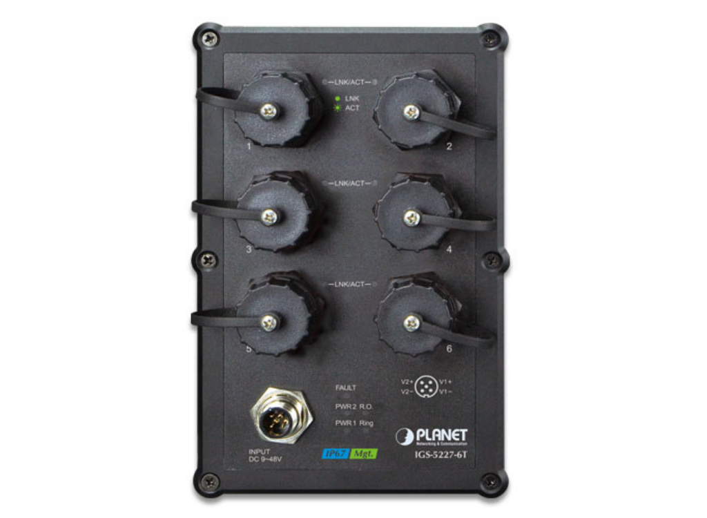 Planet Industrial IP67-rated 6-Port 10/100/1000T Managed Ethernet Switch | IGS-5227-6T Network Switch Planet