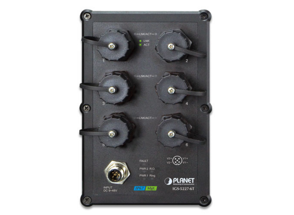 Planet Industrial IP67-rated 6-Port 10/100/1000T Managed Ethernet Switch | IGS-5227-6T Planet Network Switches Planet