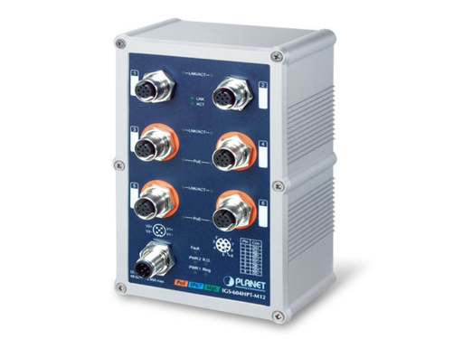 Planet Industrial IP67 Rated 4-Port 10/100/1000T 802.3at PoE + 2-Port 10/100/1000T Managed Ethernet Switch | IGS-604HPT-M12 Planet Network Switches Planet