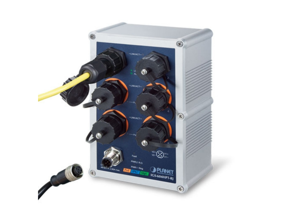 Planet Industrial IP67-rated 4-Port 10/100/1000T 802.3at PoE + 2-Port 10/100/1000T Managed Ethernet Switch | IGS-604HPT-RJ Planet Network Switches Planet