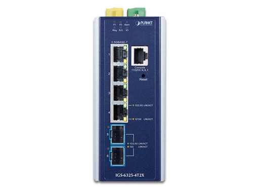Planet Industrial Layer 3 4-Port 2.5GBASE-T + 2-Port 10GBASE-X SFP+ Managed Ethernet Switch Planet Network Switches Planet
