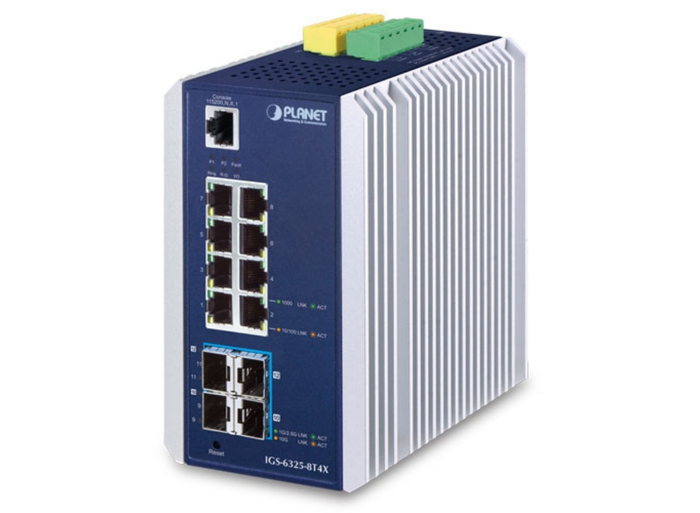 Planet Industrial L3 8-Port 10/100/1000T + 4-Port 10G SFP+ Managed Ethernet Switch | IGS-6325-8T4X Network Switch Planet