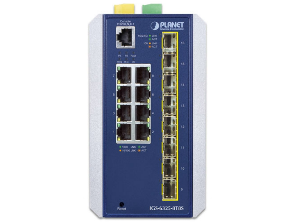 Planet Industrial L3 8-Port 10/100/1000T + 8-Port 1G/2.5G SFP Managed Ethernet Switch Network Switch Planet