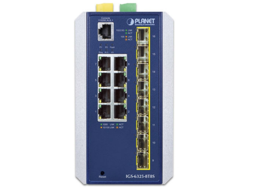 Planet Industrial L3 8-Port 10/100/1000T + 8-Port 1G/2.5G SFP Managed Ethernet Switch Planet Network Switches Planet