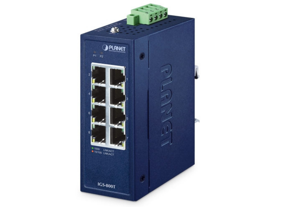 Planet Compact Industrial 8-Port 10/100/1000T Gigabit Ethernet Switch Planet Network Switches Planet