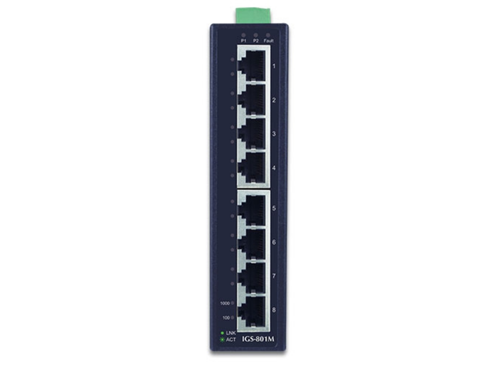Planet 8-Port 10/100/1000Mbps Managed Industrial Ethernet Switch | IGS-801M Network Switch Planet