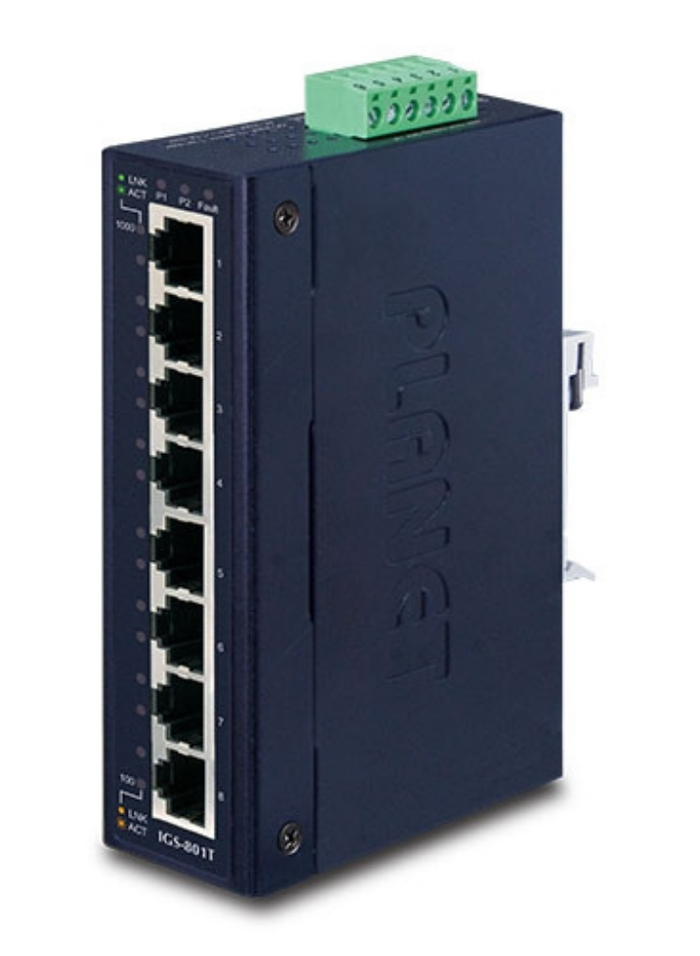 Planet 8-Port 10/100/1000T Industrial Gigabit Ethernet Switch | IGS-801T Network Switch Planet