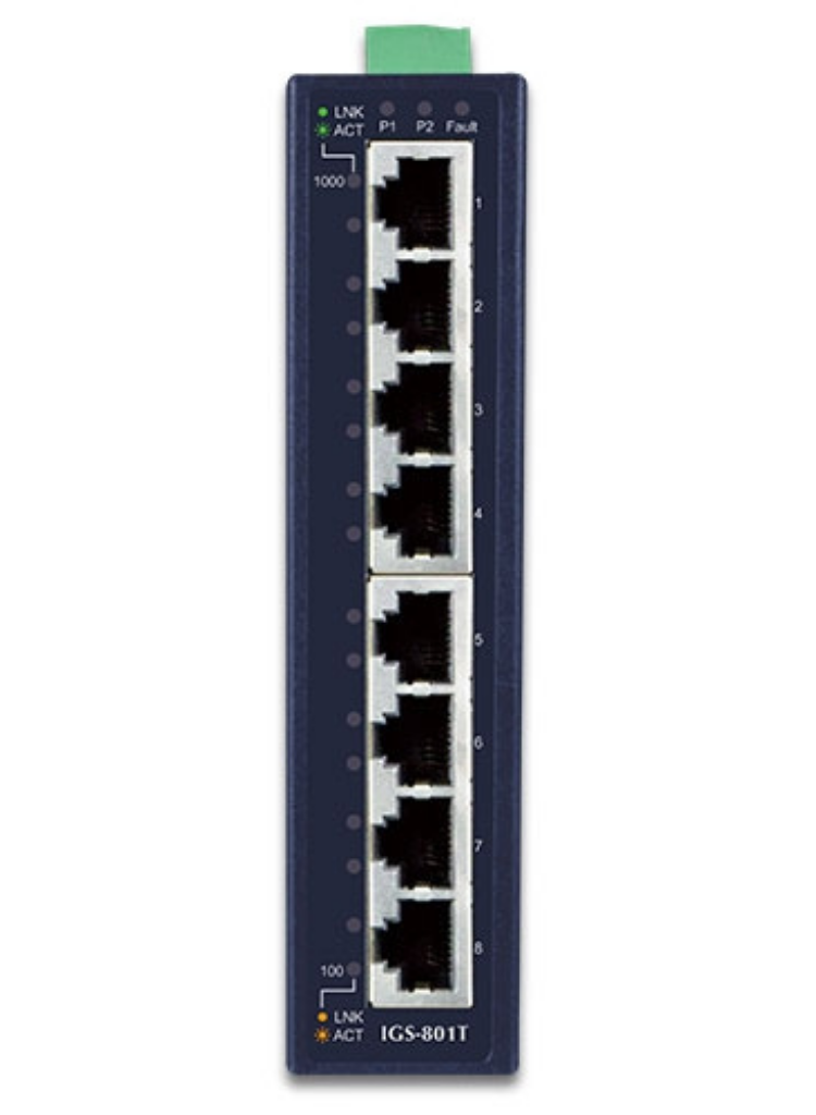 Planet 8-Port 10/100/1000T Industrial Gigabit Ethernet Switch | IGS-801T Network Switch Planet