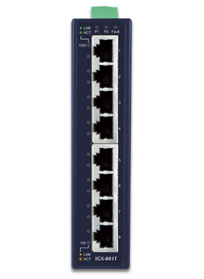 Planet 8-Port 10/100/1000T Industrial Gigabit Ethernet Switch | IGS-801T Network Switch Planet