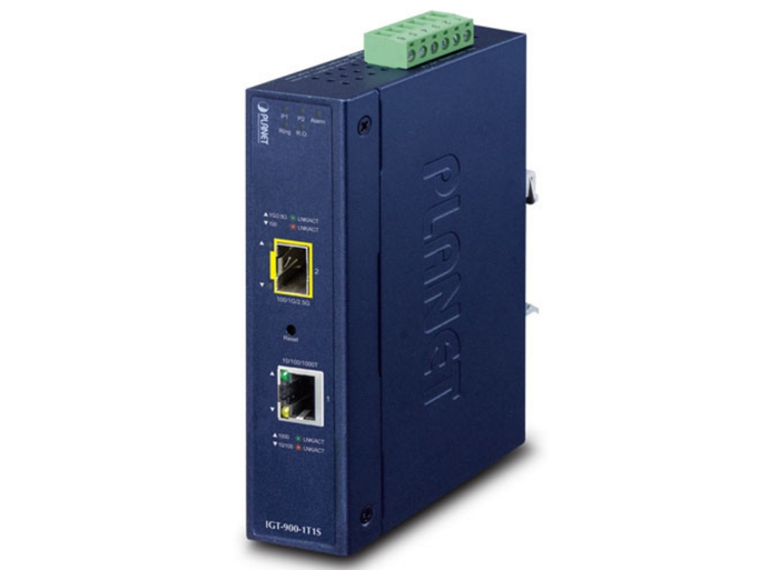 Planet Industrial 1-Port 10/100/1000T + 1-Port 100/1000/2500X SFP Managed Media Converter Adapter / Converter Planet