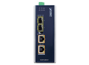 Planet Industrial 2-Port 100/1000X SFP to 2-Port 10/100/1000T 802.3bt PoE++ Media Converter | IGUP-2205AT Video Signal Converter Planet