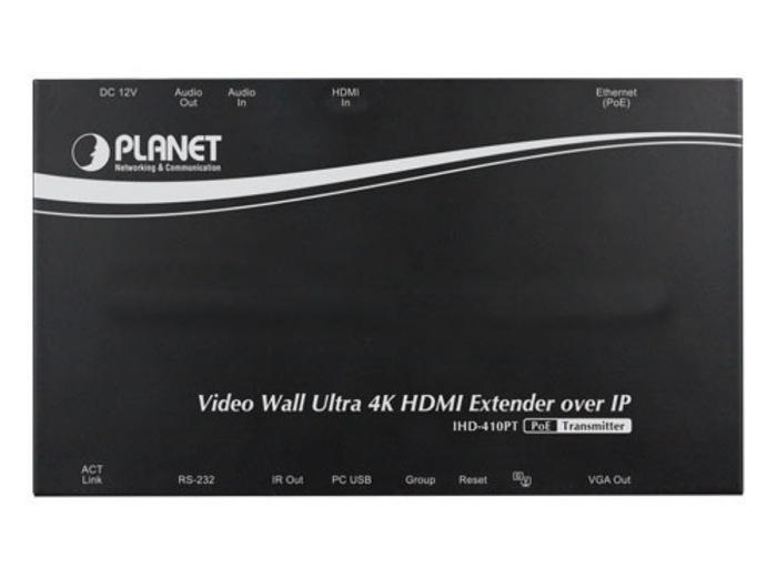 Planet Video Wall Ultra 4K HDMI/USB Extender Transmitter over IP with PoE | IHD-410PT AV Extender Planet