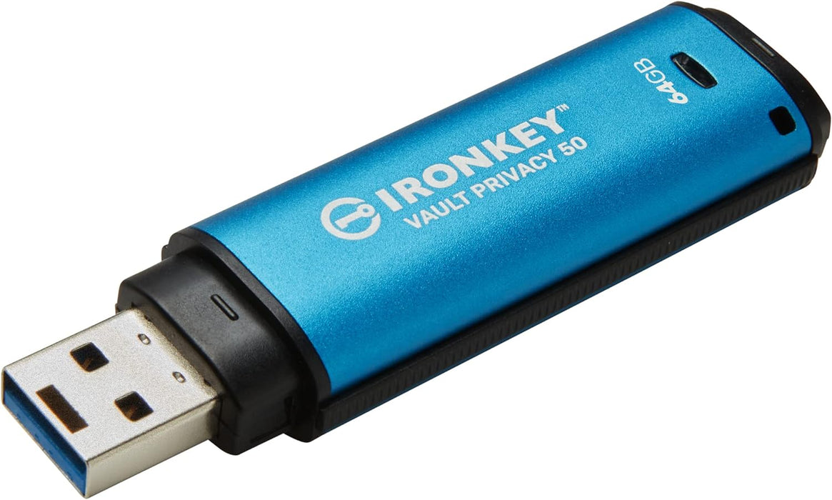 Kingston 64GB IronKey Vault Privacy 50 AES-256 Encrypted USB Flash Drive | IKVP50/64GB