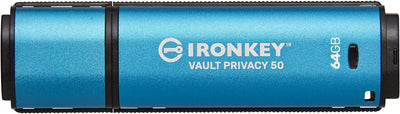 Kingston 64GB IronKey Vault Privacy 50 AES-256 Encrypted USB Flash Drive | IKVP50/64GB USB Flash Drive Kingston