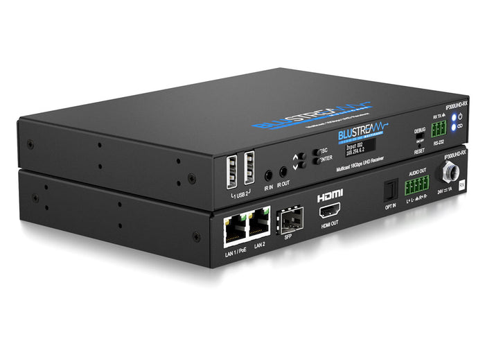 BluStream IP Multicast UHD Video Receiver Over 1GB Managed Network | IP300UHD-RX AV Receiver BluStream