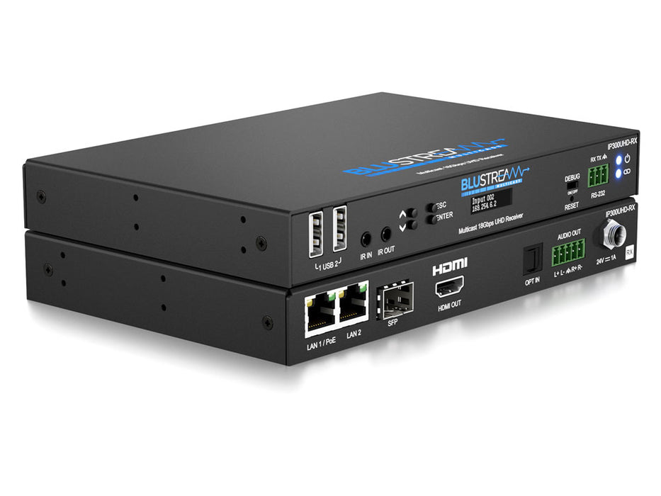 BluStream IP Multicast UHD Video Receiver Over 1GB Managed Network | IP300UHD-RX