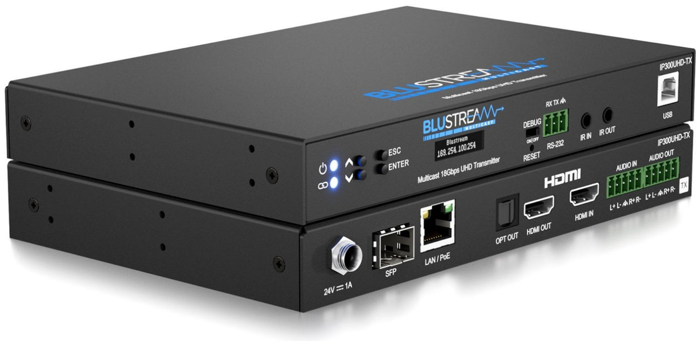 BluStream IP Multicast 60Hz 4:4:4 4K UHD Video Transmitter Over 1GB Network | IP300UHD-TX