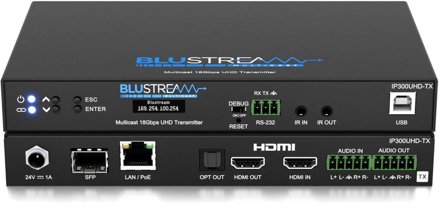 BluStream IP Multicast 60Hz 4:4:4 4K UHD Video Transmitter Over 1GB Network | IP300UHD-TX