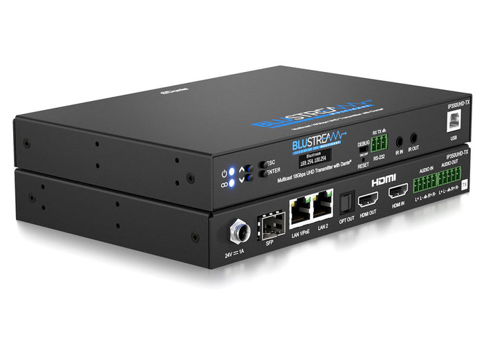 BluStream IP Dante Enabled Multicast UHD Video Transmitter Over 1GB Network | IP350UHD-TX AV Receiver BluStream