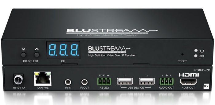BluStream IP Multicast 1080p Video Receiver Over Via 100Mbps Network | IP50HD-RX AV Receiver BluStream