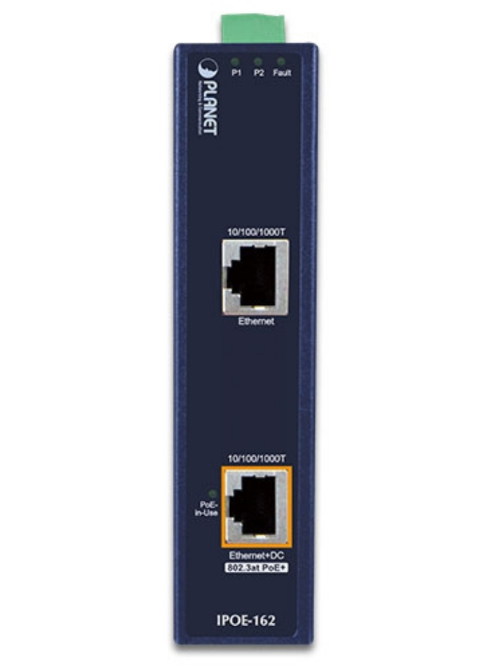 Planet Industrial IEEE 802.3at Gigabit Power over Ethernet Plus Injector | IPOE-162 Network Switch Planet