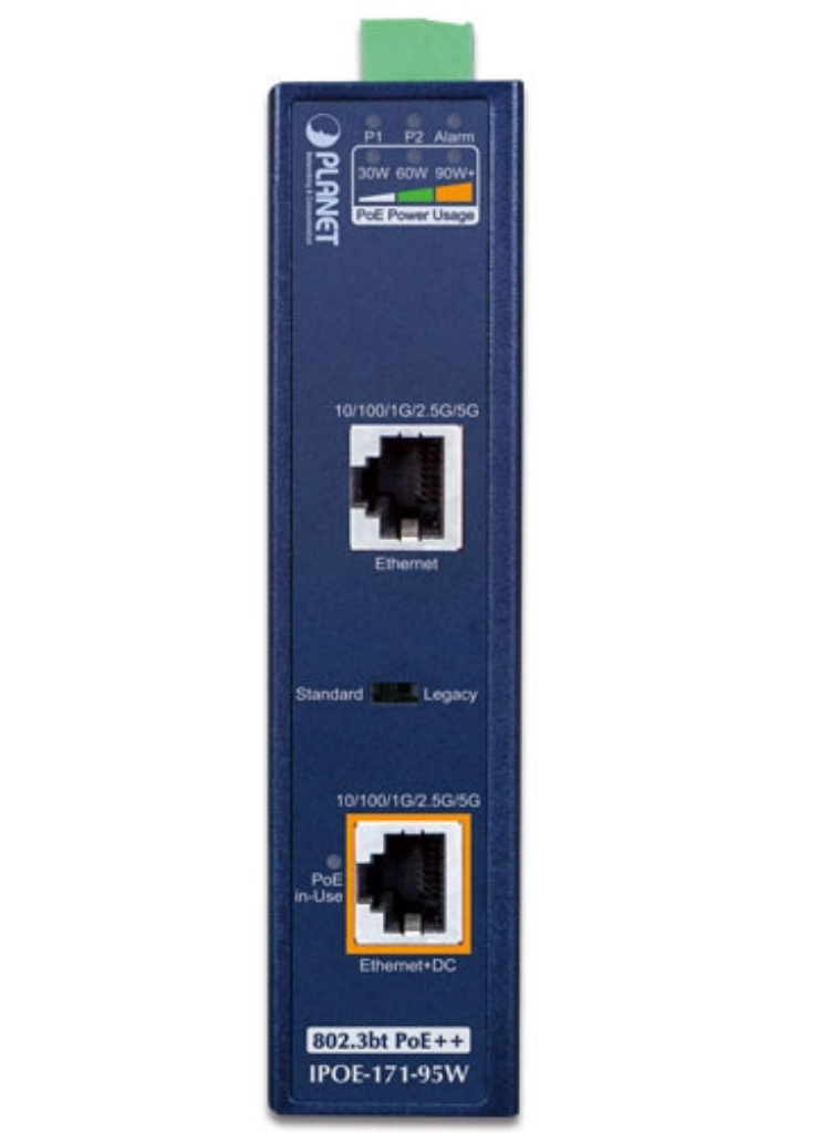 Planet Industrial Single-Port Multi-Gigabit 802.3bt PoE++ Injector | IPOE-171-95W Network Switch Planet
