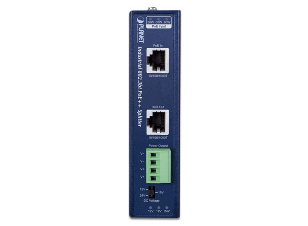 Planet IPOE-173S Industrial Single-Port 10/100/1000Mbps 802.3bt PoE++ Splitter Network Splitter Planet
