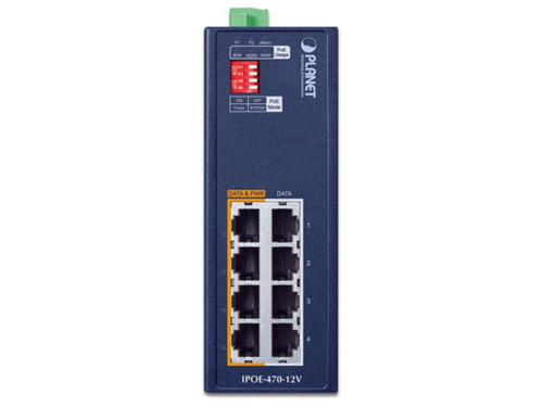 Planet IPOE-470-12V Industrial 4-Port 95W PoE++ Injector Hub with 12V Booster Planet Network Switches Planet