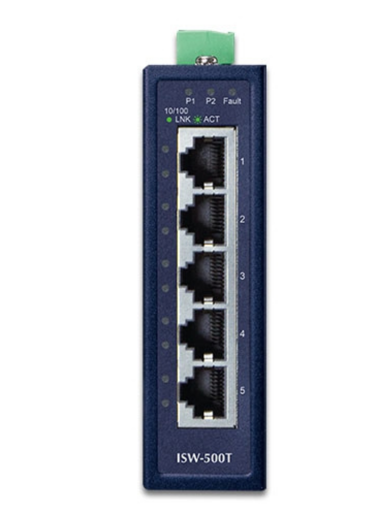Planet Industrial 5-Port 10/100TX Compact Ethernet Switch | ISW-500T Network Switch Planet