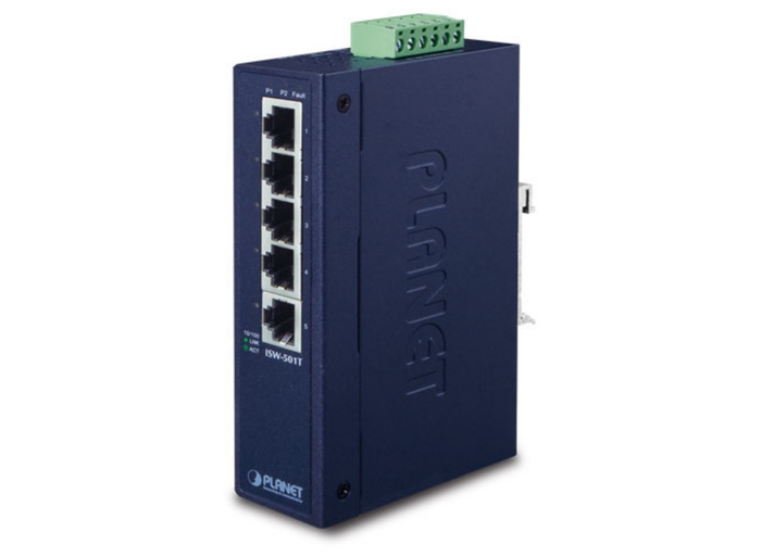 Planet 5-Port 10/100TX Industrial Fast Ethernet Switch | ISW-501T Network Switch Planet