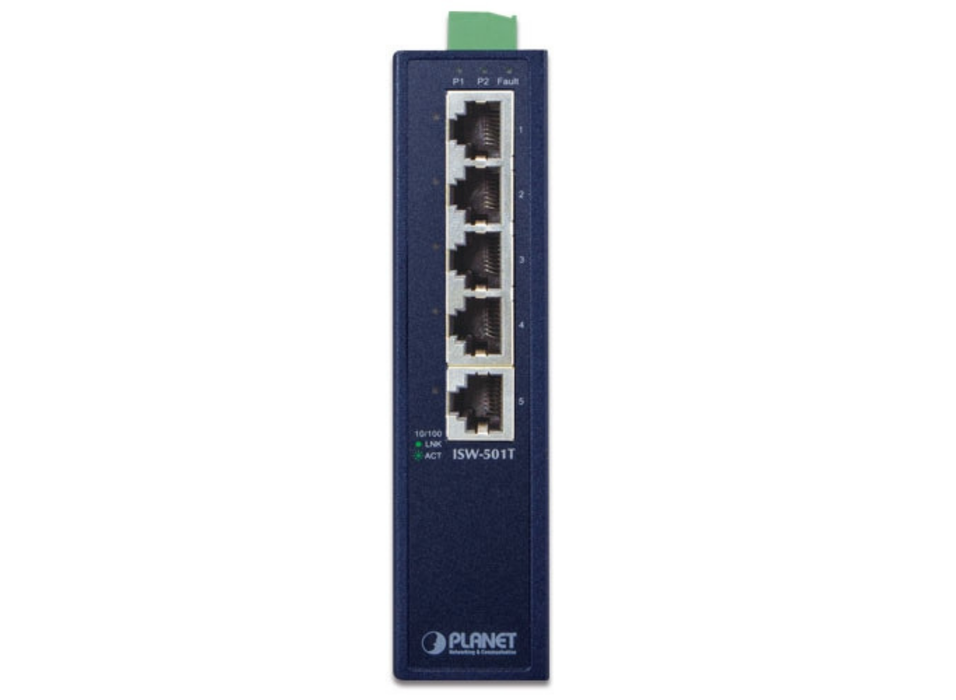 Planet 5-Port 10/100TX Industrial Fast Ethernet Switch | ISW-501T