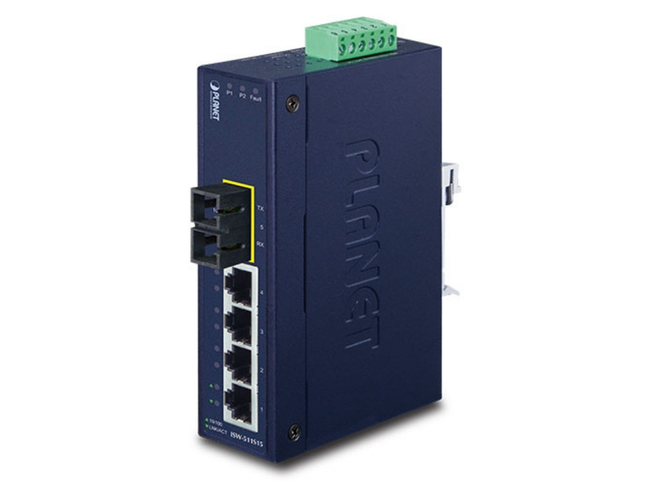 Planet 4-Port 10/100Base-TX + 1-Port 100Base-FX Industrial Fast Ethernet Switch | ISW-511 Planet Network Switches Planet