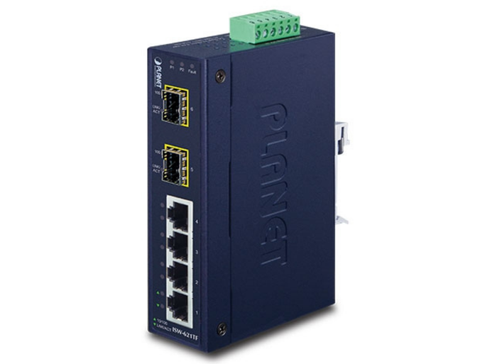 Planet 4-Port 10/100Base-TX + 2-Port 100Base-FX SFP Industrial Ethernet Switch with Wide Operating Temperature Network Switch Planet